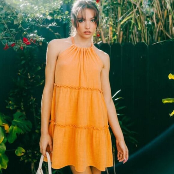 Ruffle Tier Mini Dress in Blue NWT - Picture 3 of 4